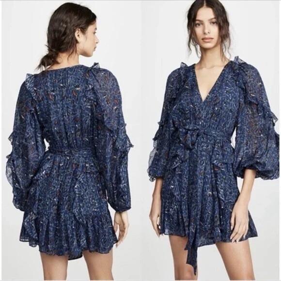 Ulla Johnson Maita Dress Dusk Blue Short Silk Cotton 2 - Picture 1 of 3